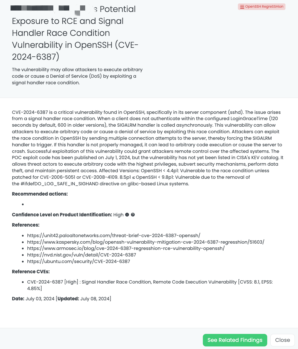 Black Kite’s OpenSSH RegreSSHion FocusTagTM details critical insights on the event for TPRM professionals.