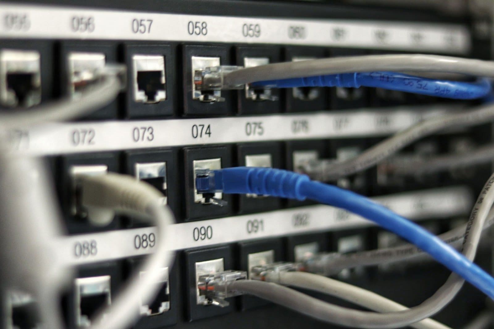 switchboard of ethernet cables