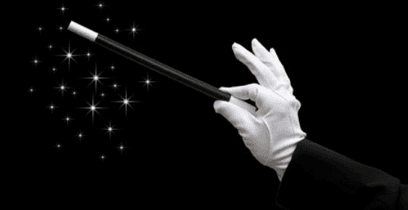 magic wand in white glove