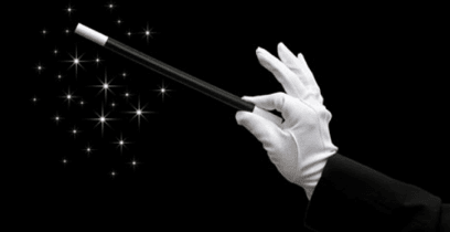 magic wand in white glove