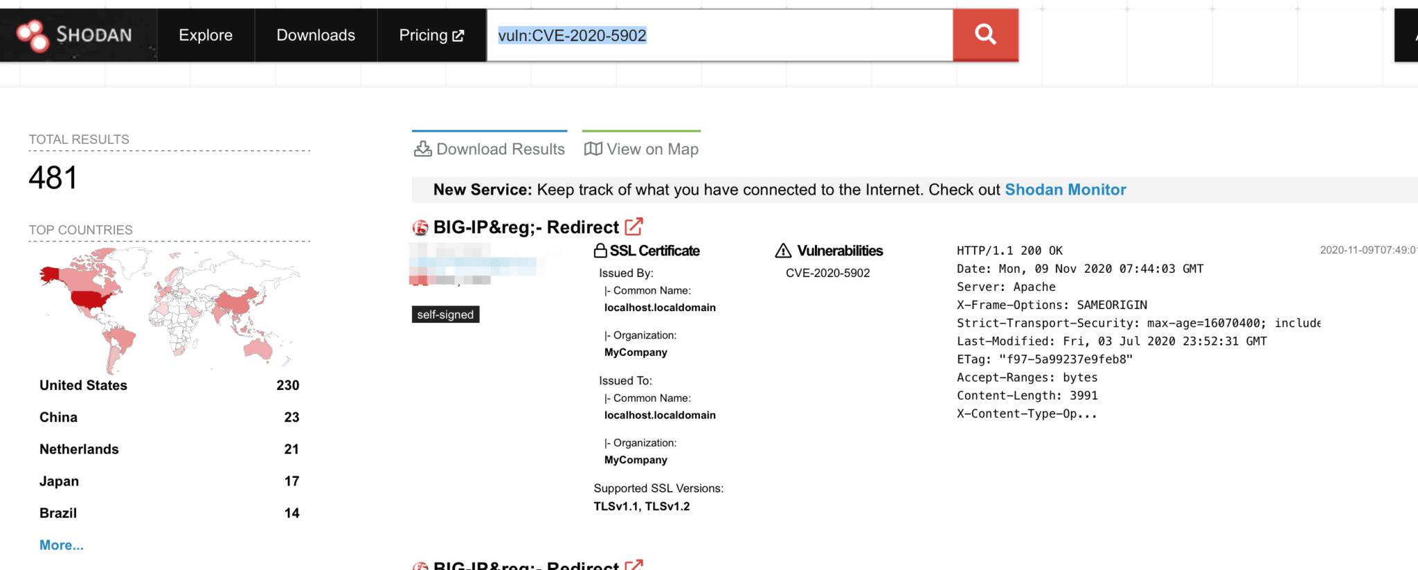 A Shodan search reveals 481 vulnerable F5 BigIP devices today, still.